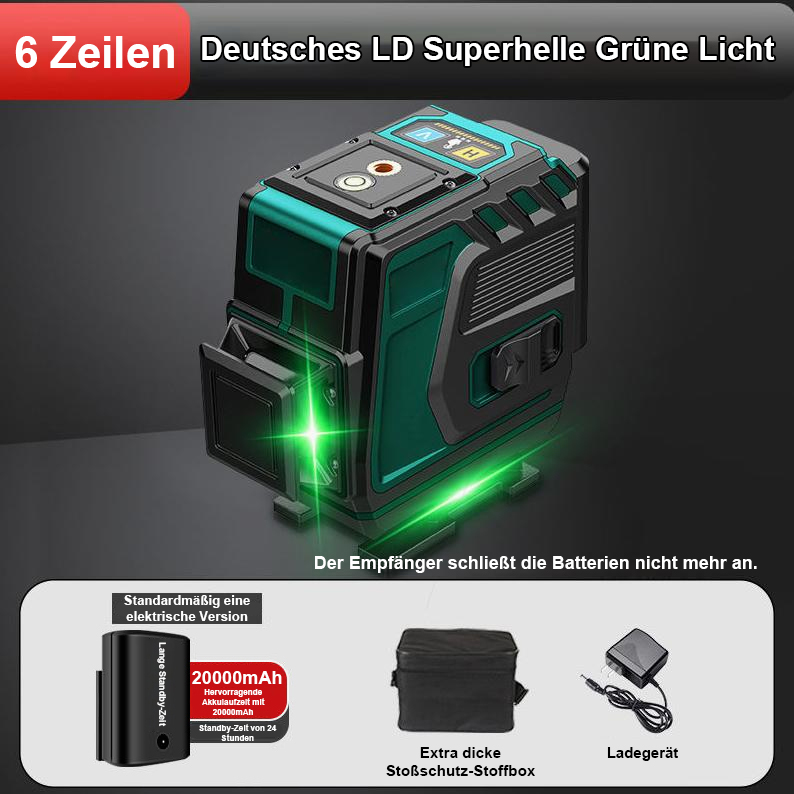 16-linien-grüner Laserhorizontmessgerät, 20000mAh Batterie, ununterbrochene Nutzung für 24 Stunden, Fernbedienung, Reichweite von bis zu 80 Metern.