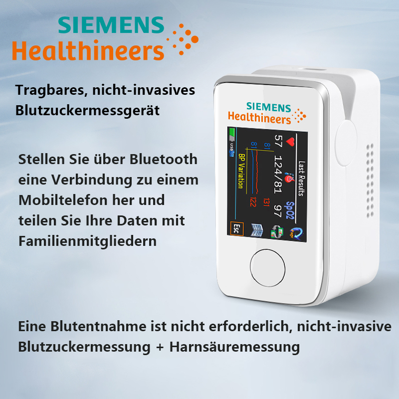 【Nicht-invasives multifunktionales Blutzuckermessgerät】 Keine Blutentnahme erforderlich, nicht-invasive Messung von Blutzucker, Blutsauerstoff, Blutdruck und Harnsäure + Bluetooth-Verbindung + Laserbehandlung