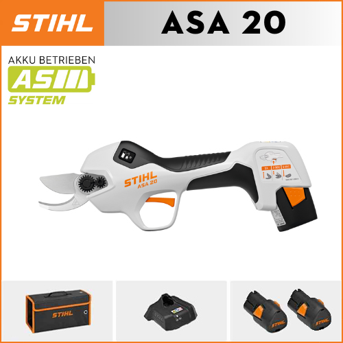 【STIHL】 ASA20*1, Lithium-Akku*2, Aufbewahrungsbox*1, Schneidkopf*1, Ladegerät*1