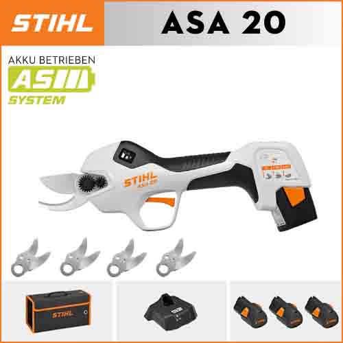 【STIHL】 ASA20*1, Lithium-Akku*3, Aufbewahrungsbox*1, Schneidkopf*5, Ladegerät*1